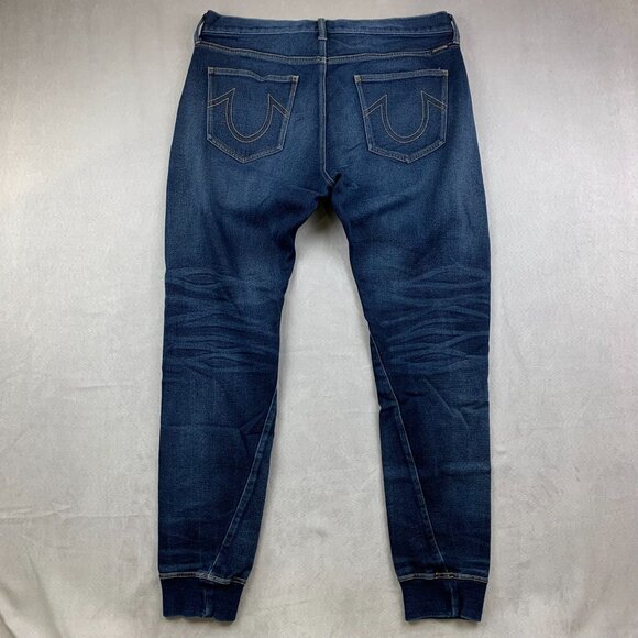 True Religion Mens Pants 33 Blue Jogger Jeans Tapered Runner Drawstring 33x32 - Picture 11 of 13